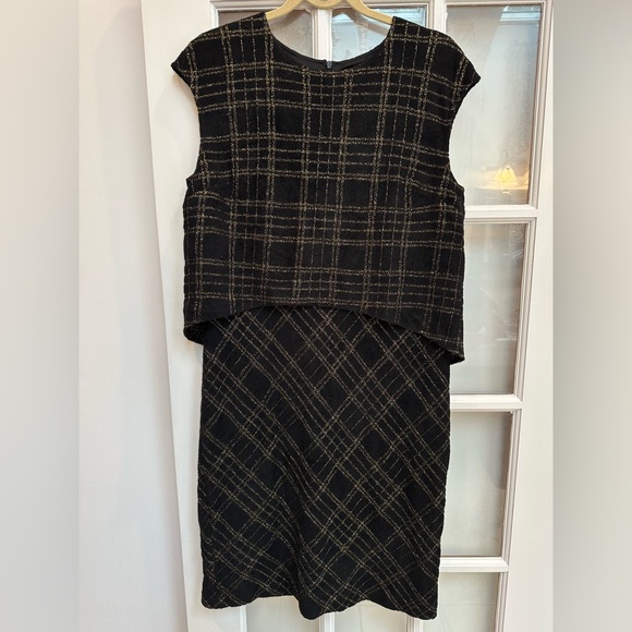 St. John Couture Dresses & Skirts - St. John Couture Collection Black Gold Metallic Shimmer Wool Dress Size 10 Med
